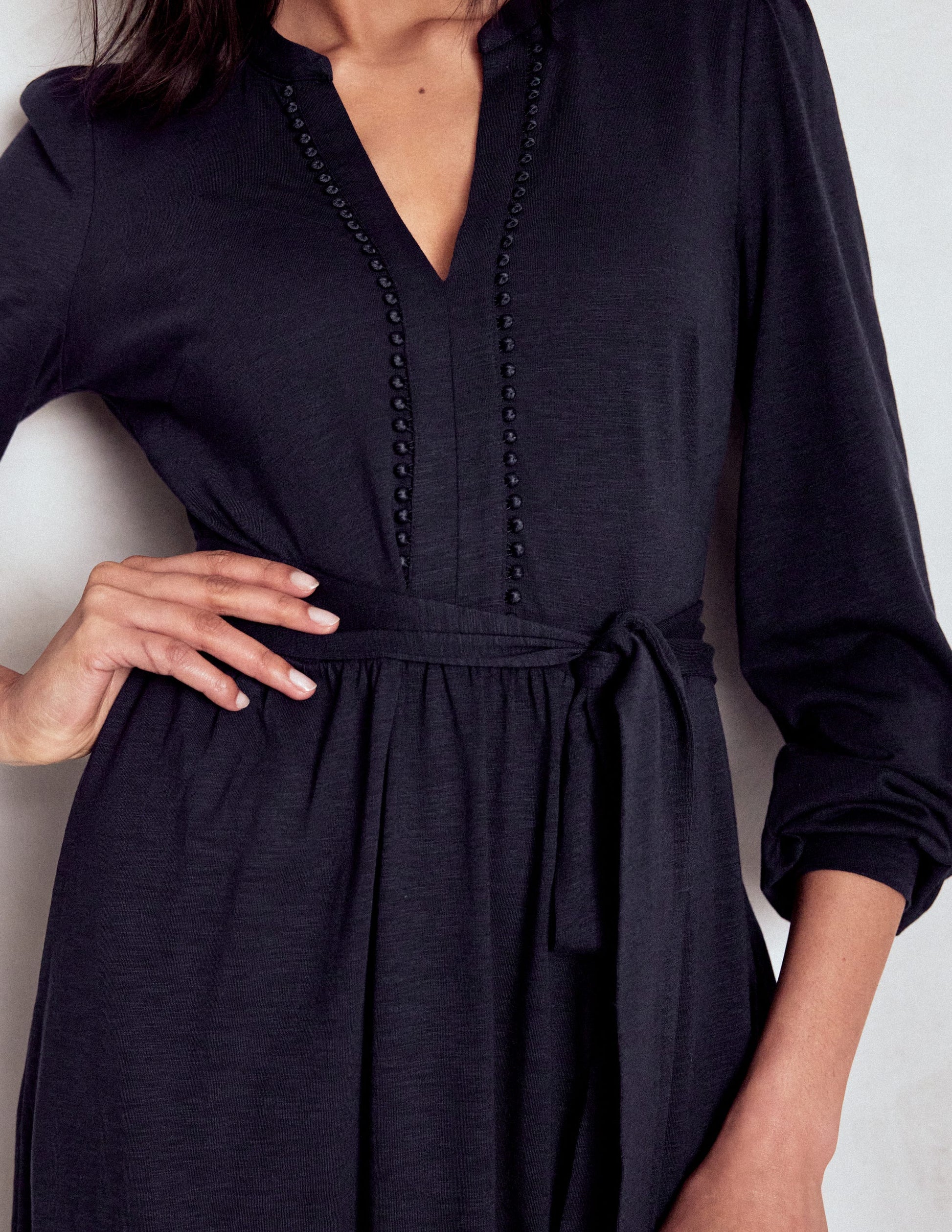 Naomi Langärmliges Jerseykleid-Marineblau-2