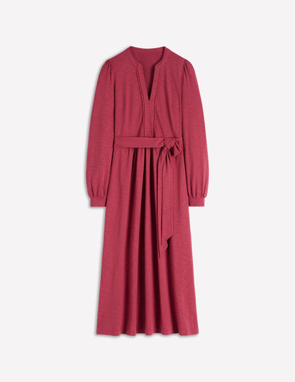 Naomi Langärmliges Jerseykleid-Terrakotta-Rot-5