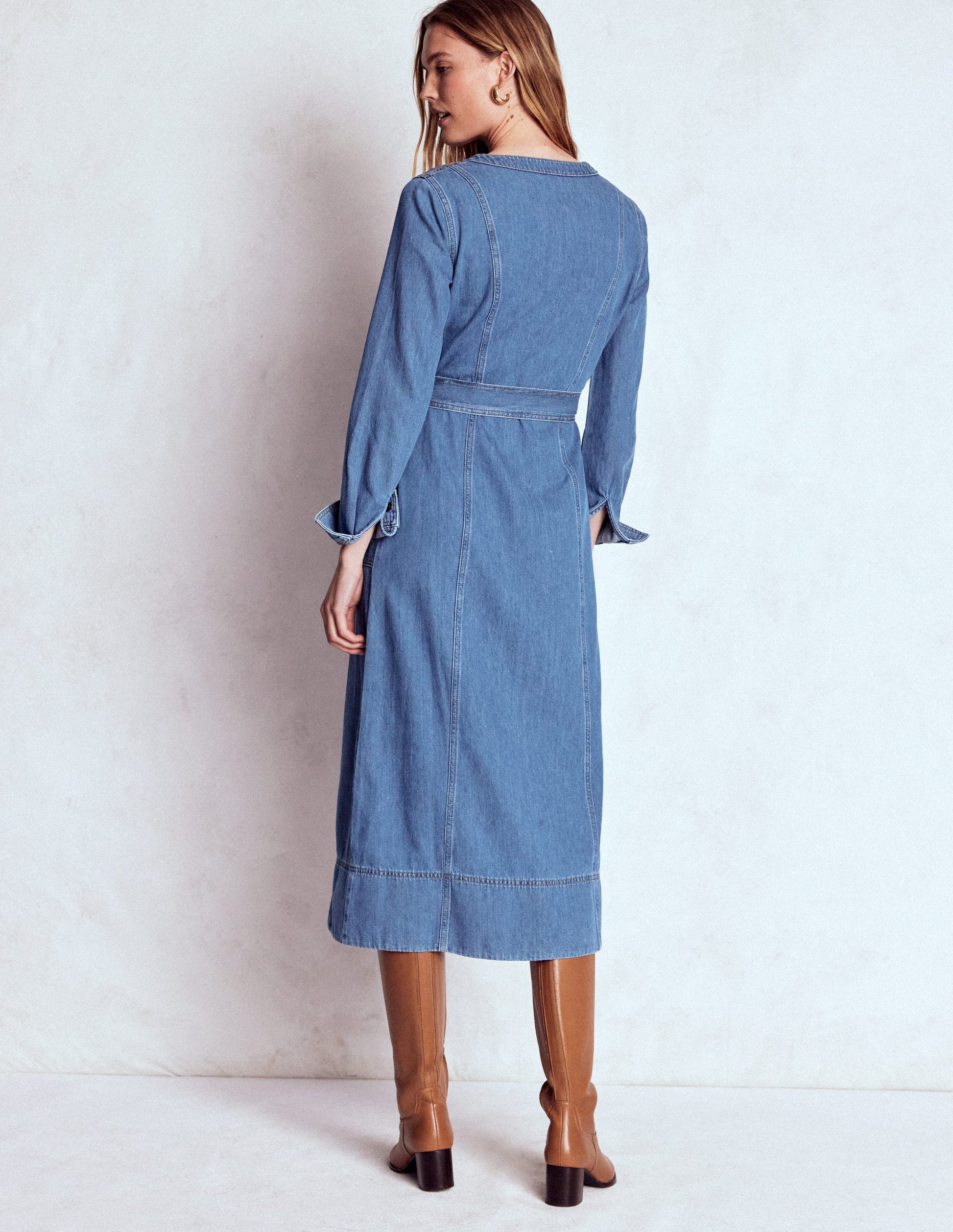 Gerades Jeanskleid mit Reißverschluss-Mittlere Mischung Denim-3