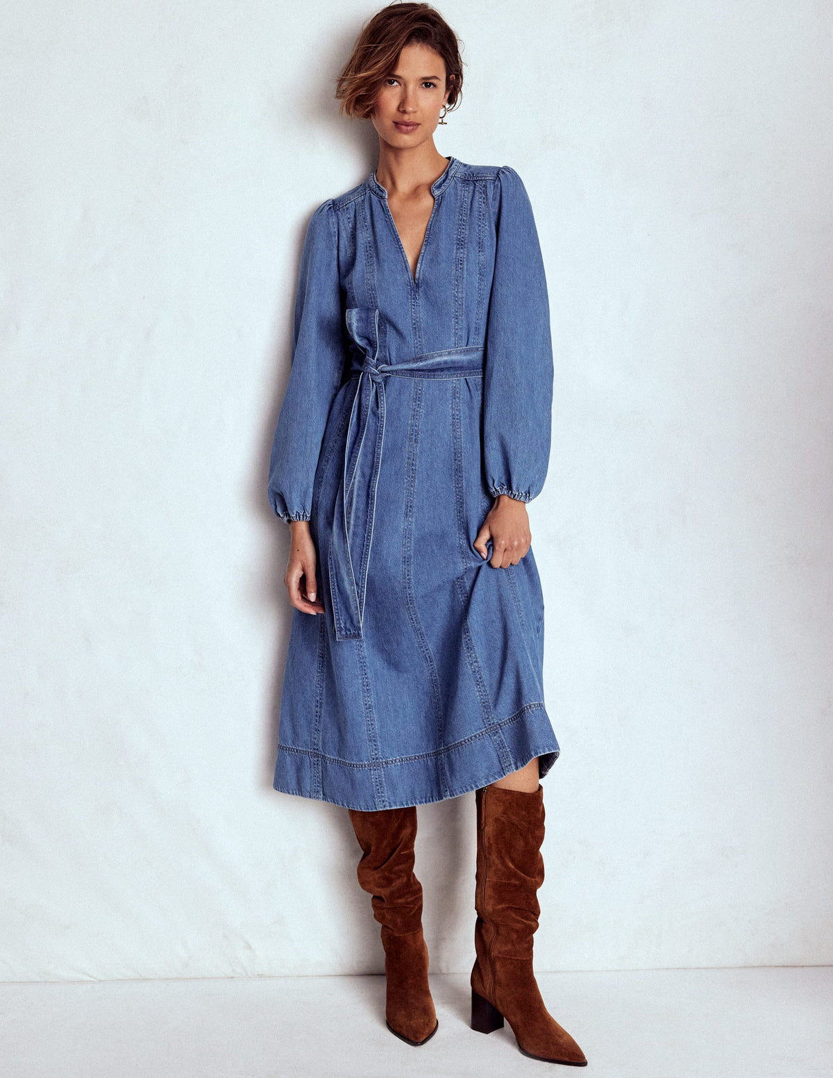 Ausgestelltes Jeanskleid mit Einsätzen-Medium Vintage - Image 5