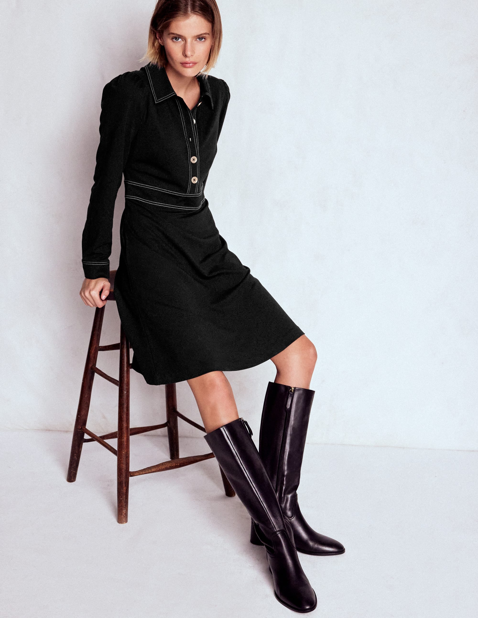 Nicolette Langärmliges Kleid-Schwarz - Image 2