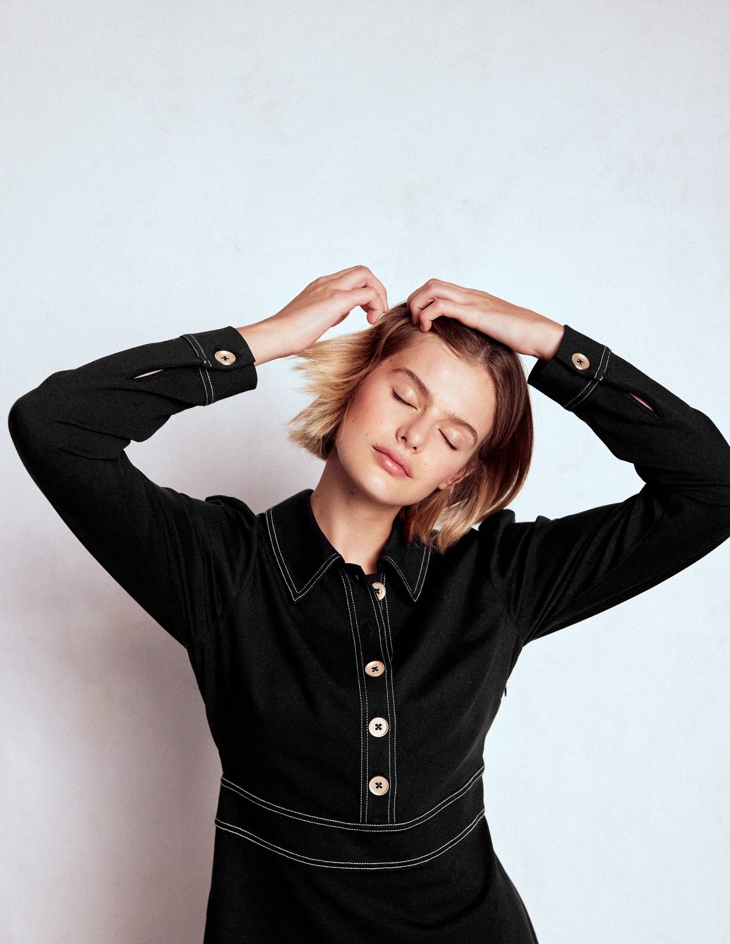 Nicolette Langärmliges Kleid-Schwarz