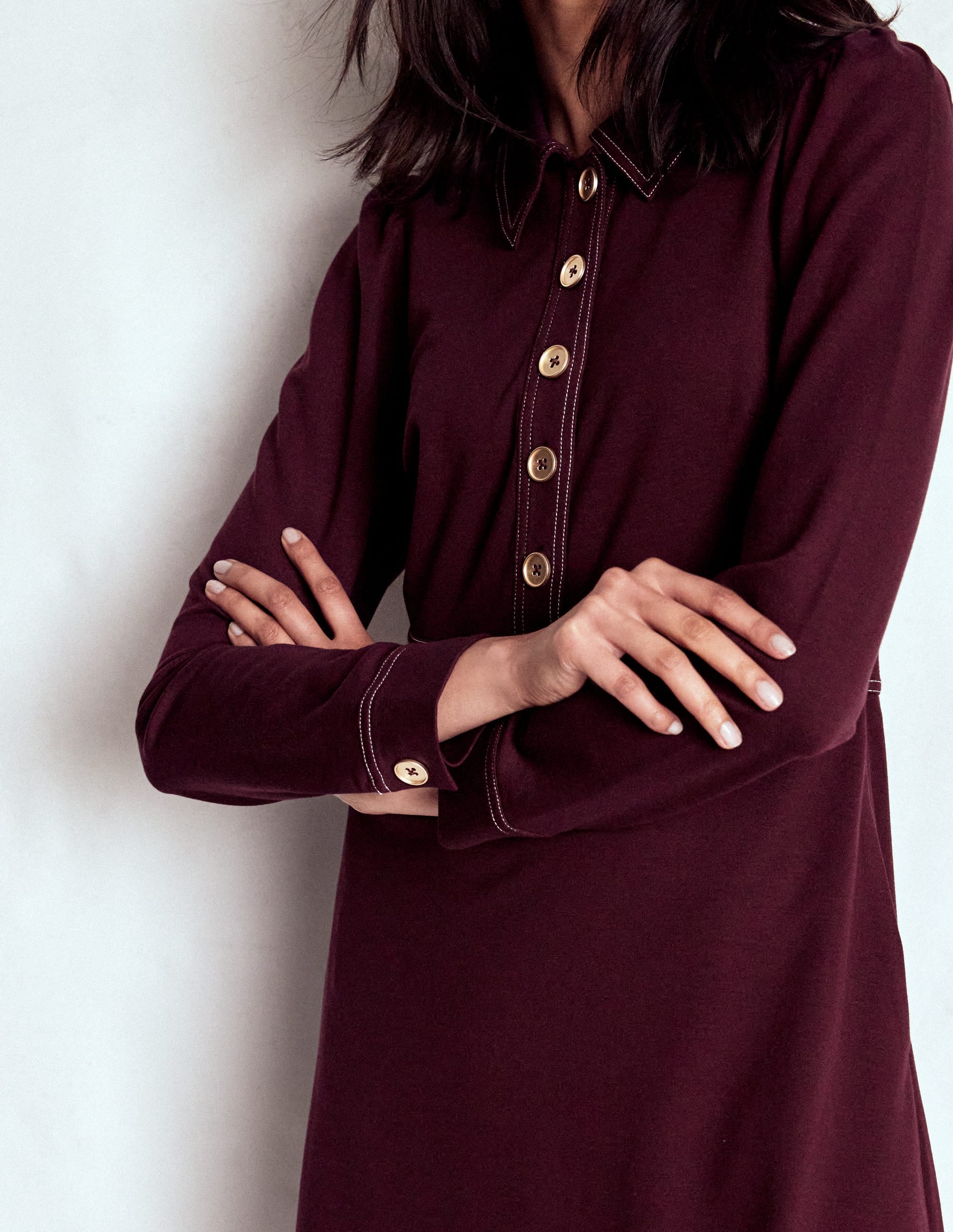 Nicolette Langärmliges Kleid-Dunkle Kirsche - Image 3