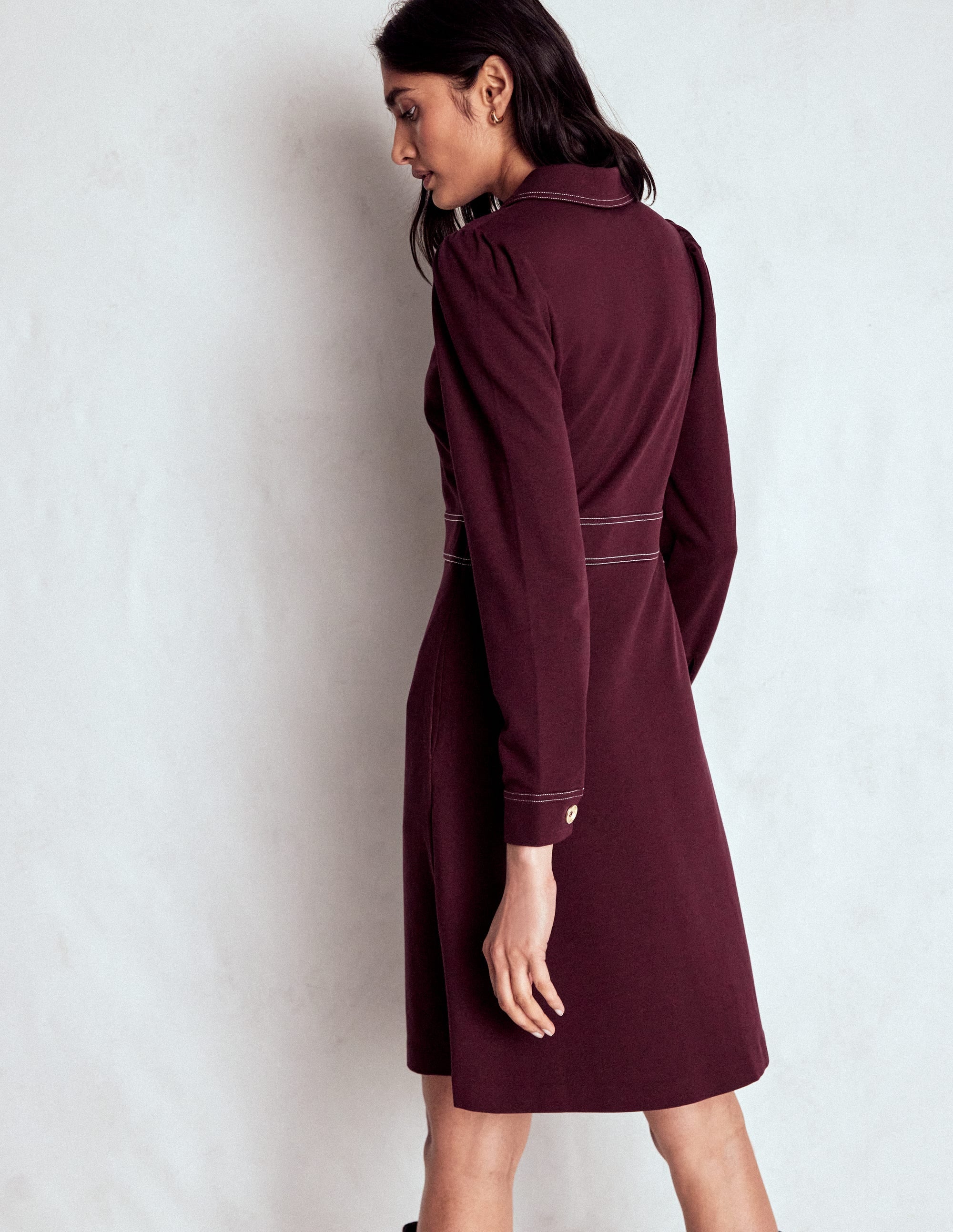 Nicolette Langärmliges Kleid-Dunkle Kirsche - Image 4