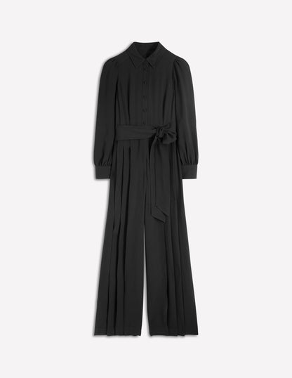 Button Up Palazzo Jumpsuit-Black-6