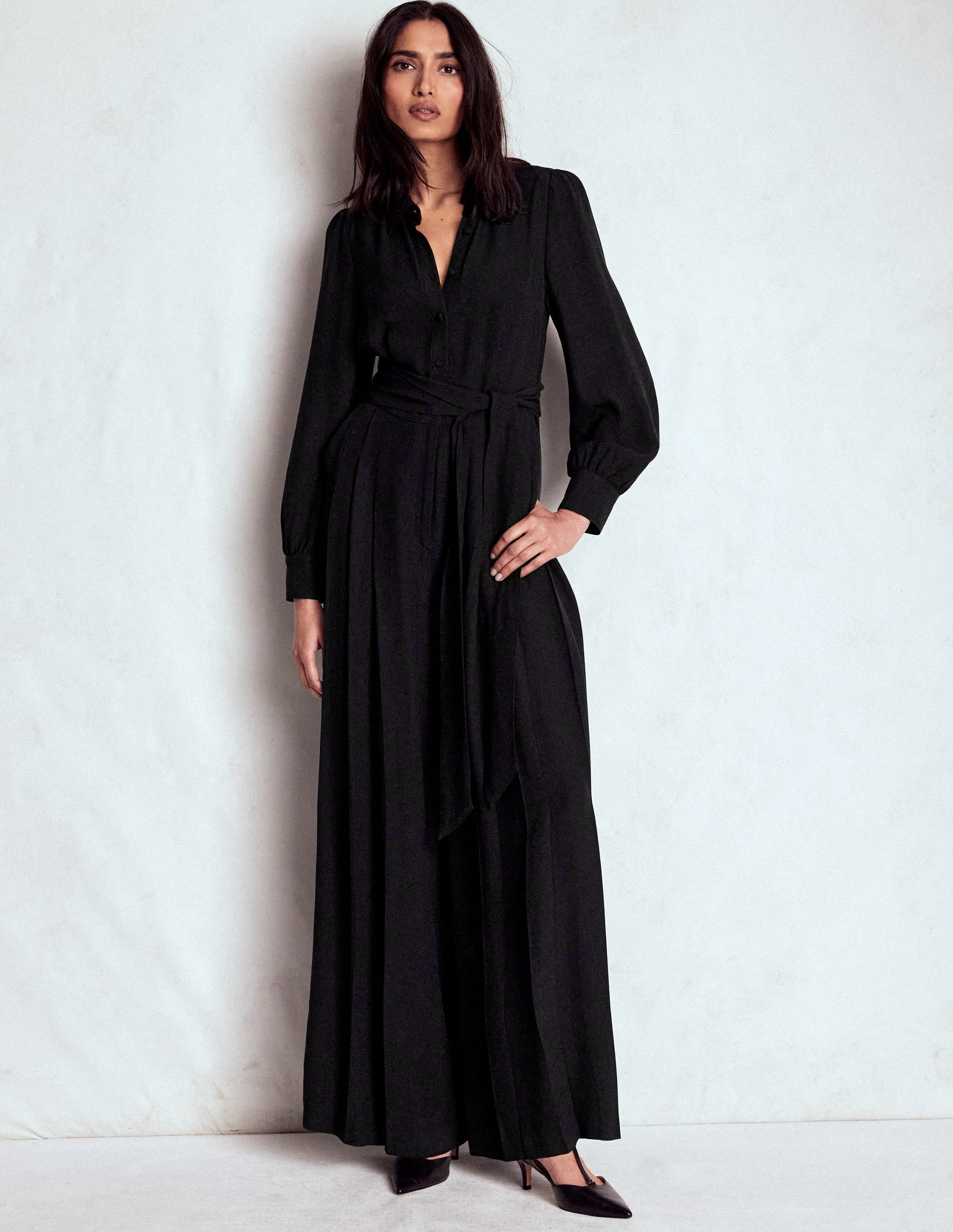 Palazzo-Jumpsuit mit Knopfleiste-Schwarz - Image 4