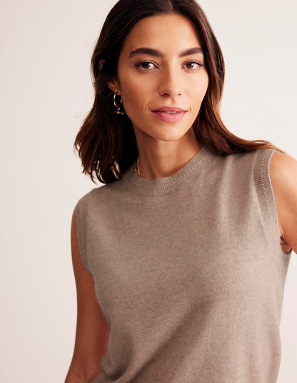 Eva Kaschmir-Pullunder-Graubraun Meliert-2