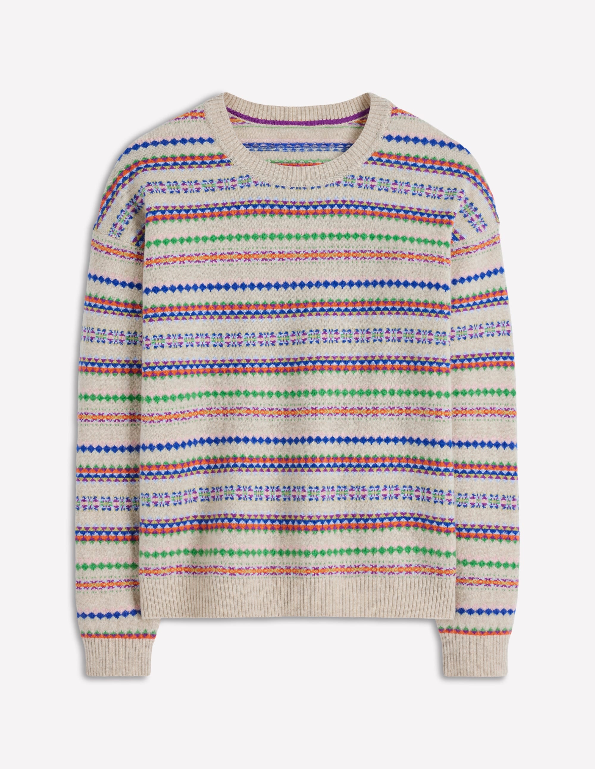 Lydia Kaschmirpullover-Haferbeige Meliert Fair-Isle - Image 6