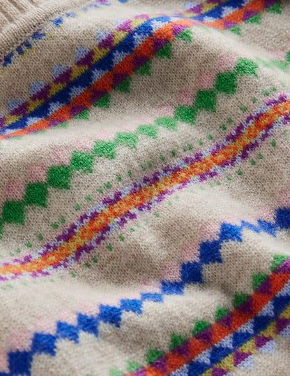 Lydia Cashmere Jumper-Oatmeal Melange Fair Isle-3