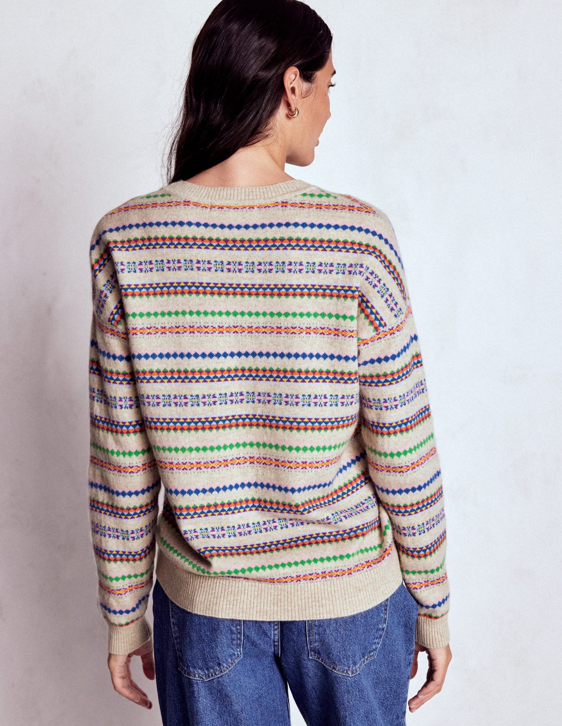 Lydia Cashmere Jumper-Oatmeal Melange Fair Isle-5