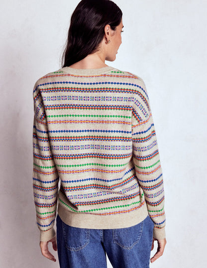 Lydia Cashmere Jumper-Oatmeal Melange Fair Isle-5