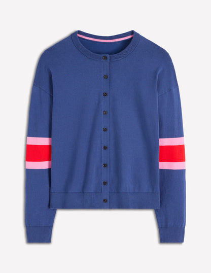 Cardigan décontracté Lara en coton-Bleu denim-5