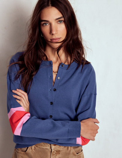 Cardigan décontracté Lara en coton-Bleu denim-1