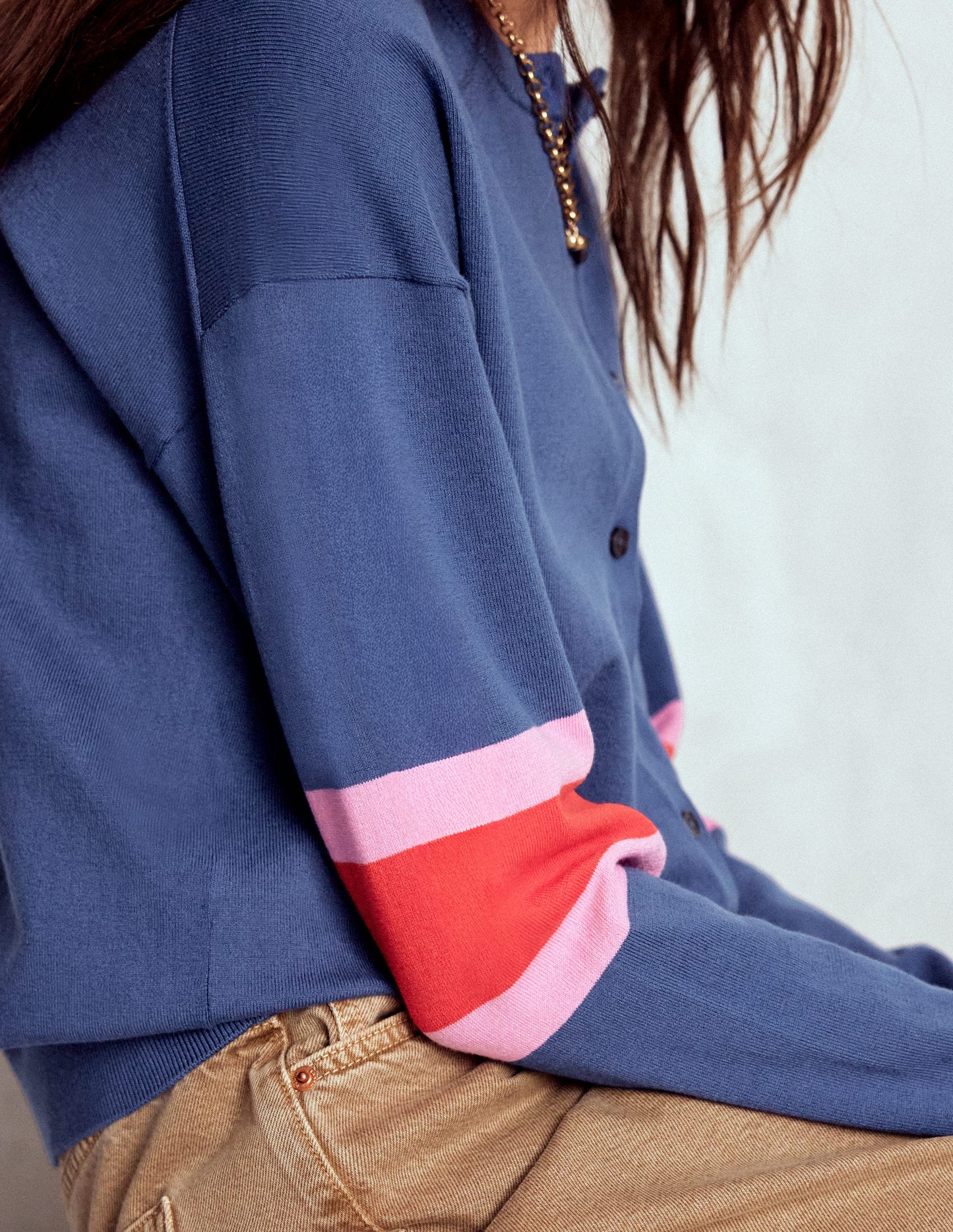 Cardigan décontracté Lara en coton-Bleu denim