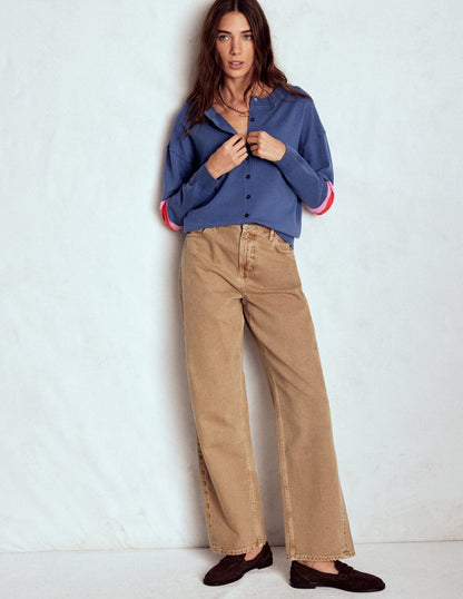 Cardigan décontracté Lara en coton-Bleu denim-4