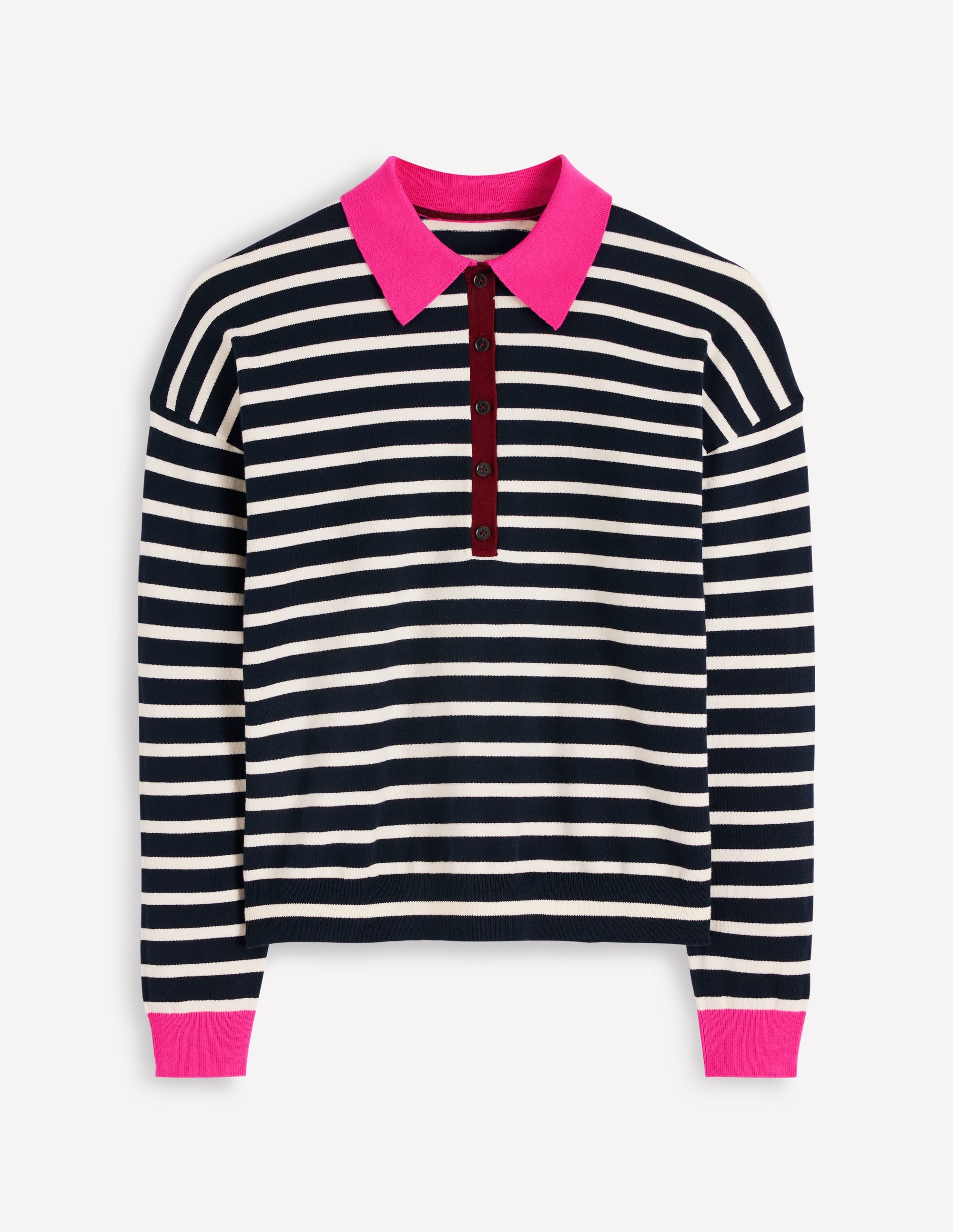 Lara Henley-Pullover aus Baumwolle-Dunkelblau/Streifen - Image 6