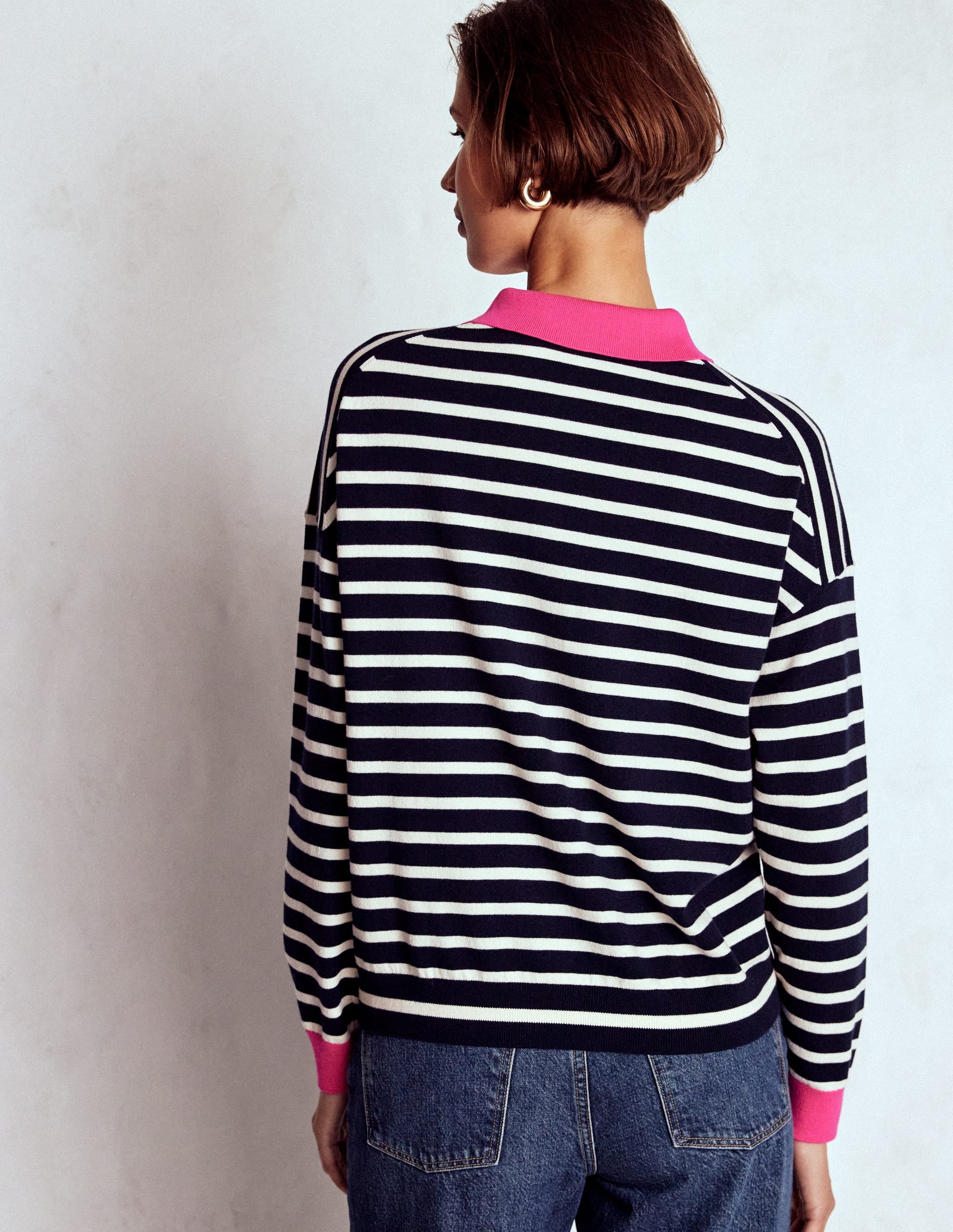 Lara Henley-Pullover aus Baumwolle-Dunkelblau/Streifen - Image 3