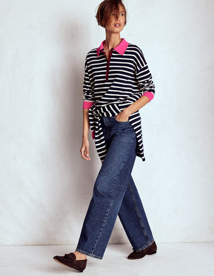 Lara Henley-Pullover aus Baumwolle-Dunkelblau/Streifen-4