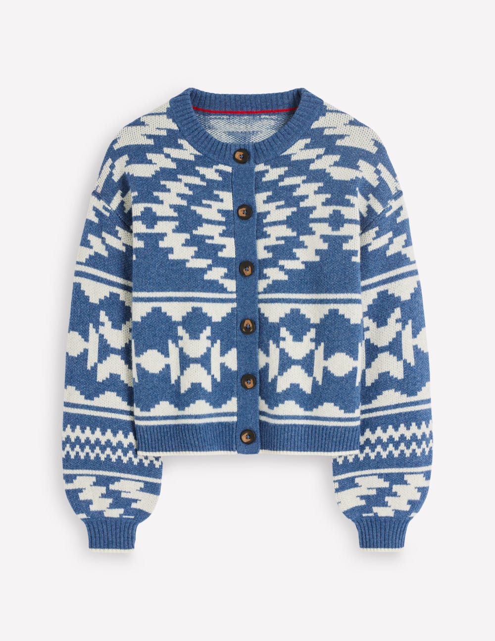 Abi Jacquard-Strickjacke-Denim-Blau Aztekenmuster - Image 7