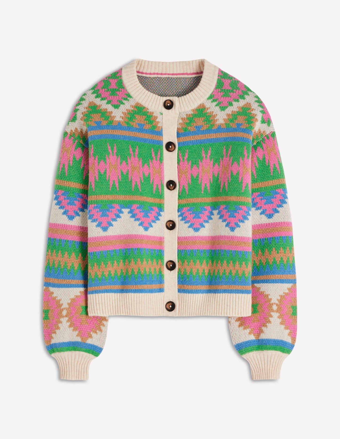 Abi Jacquard-Strickjacke-Bunt Aztekenmuster