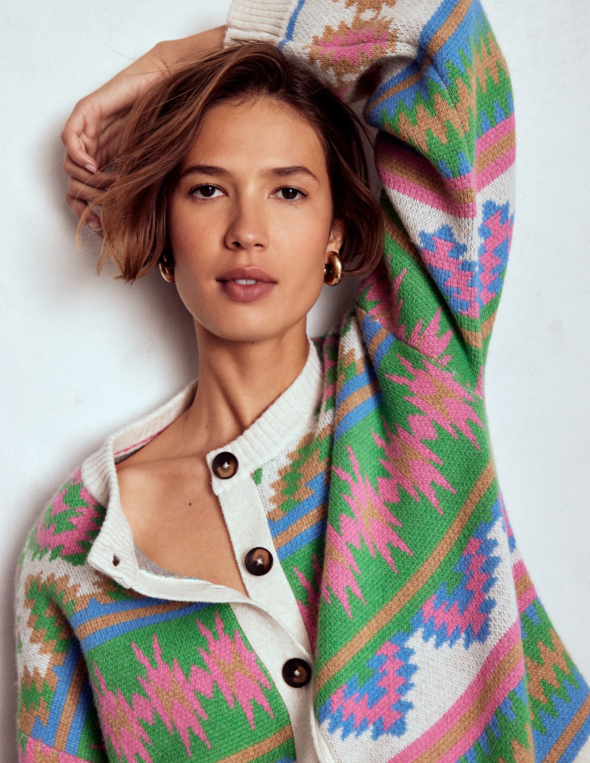 Abi Jacquard-Strickjacke-Bunt Aztekenmuster - Image 1