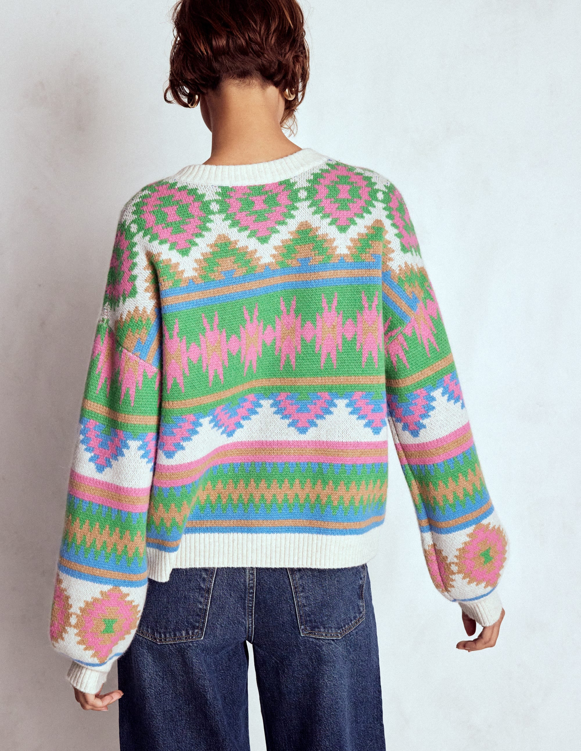 Abi Jacquard-Strickjacke-Bunt Aztekenmuster - Image 3