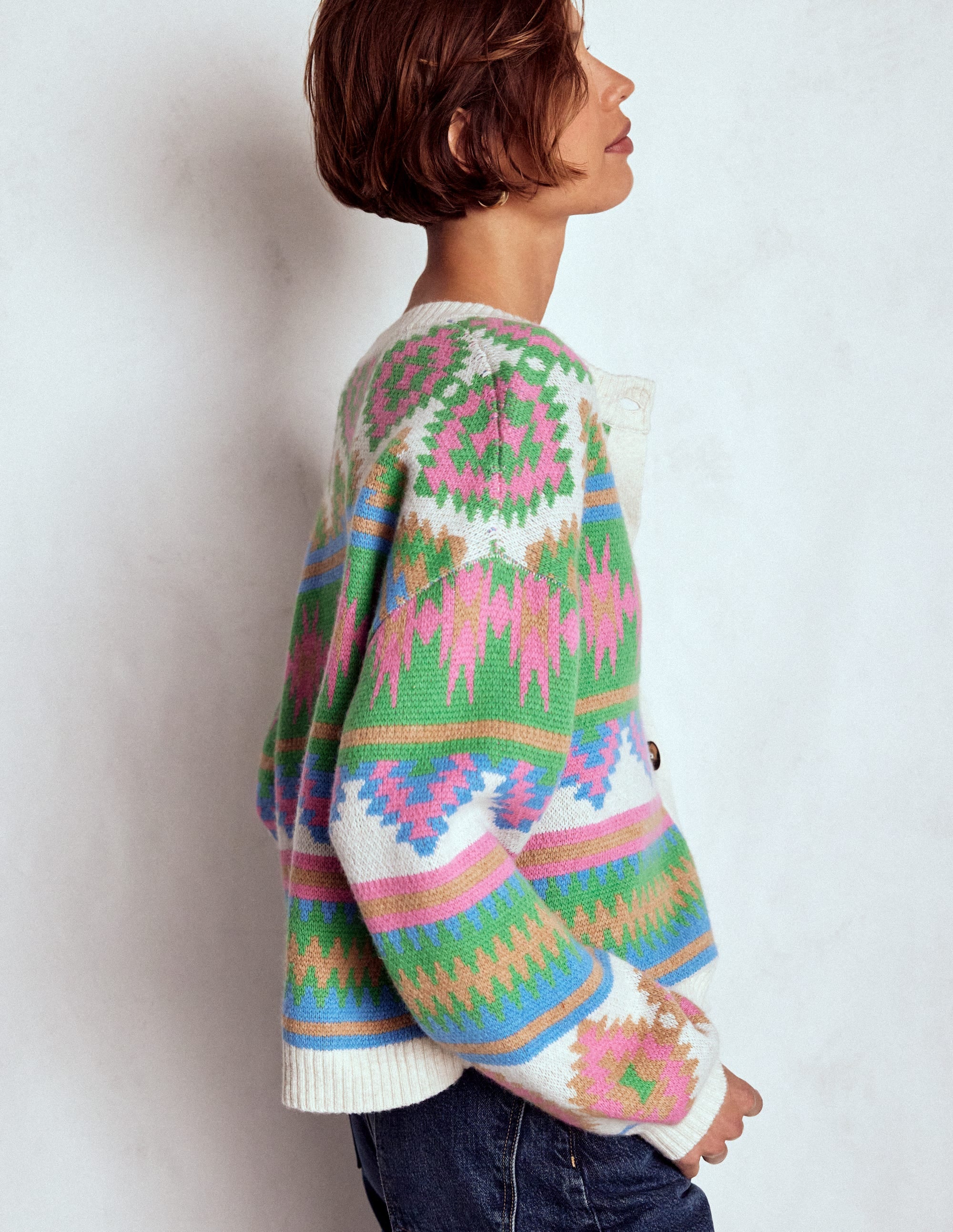 Abi Jacquard-Strickjacke-Bunt Aztekenmuster - Image 5