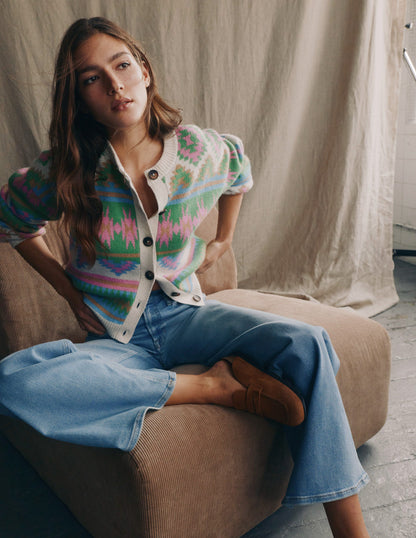 Abi Jacquard-Strickjacke-Bunt Aztekenmuster-1