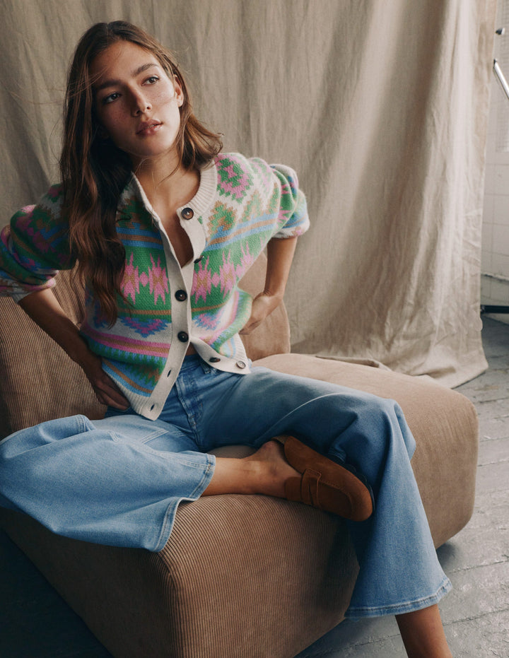 Cardigan Abi en jacquard-Motif aztèque multi