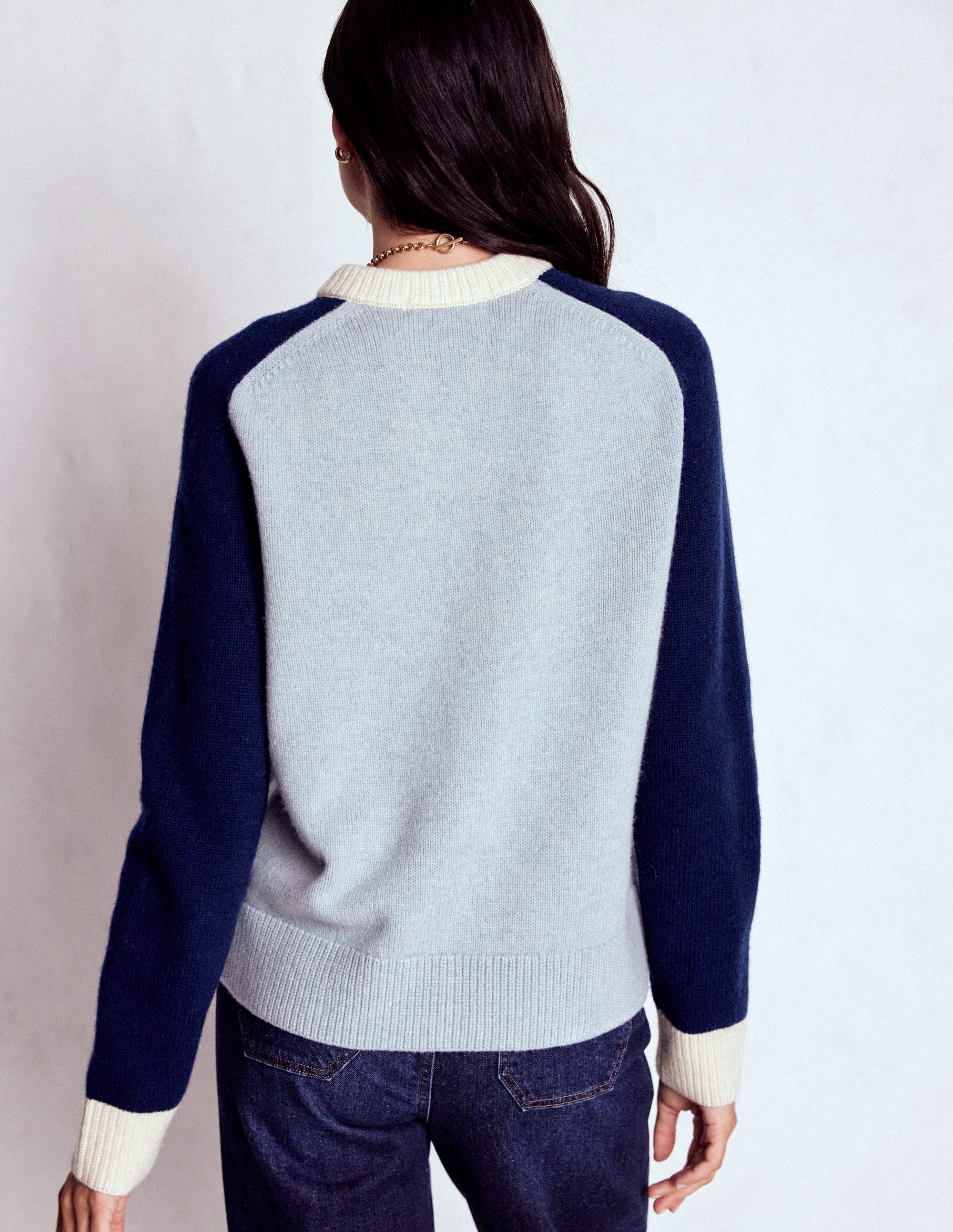 Marion Strickjacke aus Merinowolle-Schneevogel-Blau, Marineblau - Image 3