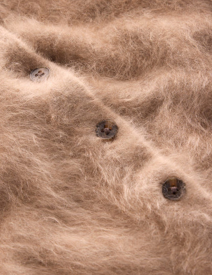 Eva Brushed Cashmere Cardigan-Dark Mink Melange-8