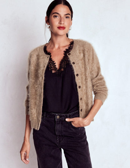 Eva Brushed Cashmere Cardigan-Dark Mink Melange-4