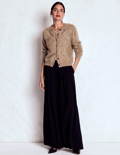 Eva Brushed Cashmere Cardigan-Dark Mink Melange-5