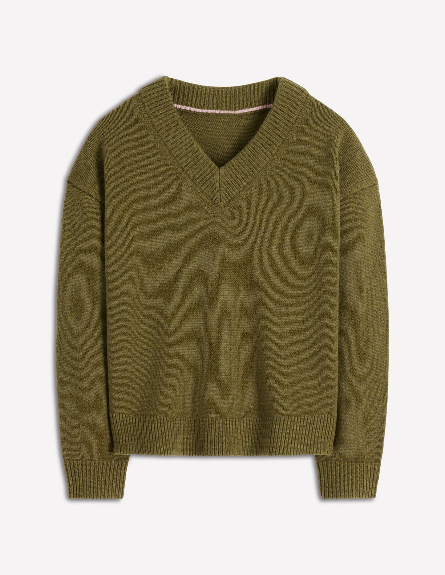 Marion Merino V-neck Jumper-Promenade Green Melange