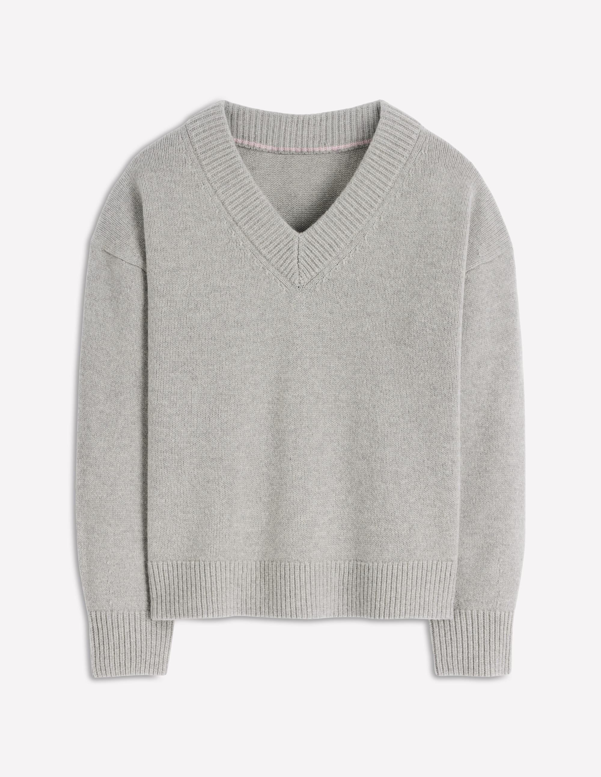 Marion Merino V-neck Jumper-March Hare - Image 5