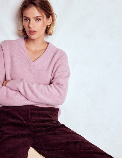 Marion Merino V-neck Jumper-Blush Pink-1