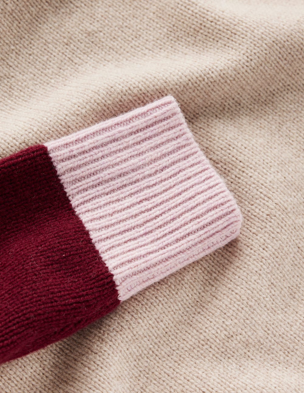 Marion Hochgeschlossener Merino-Pullover-Leinen, Pinotage Blockfarben - Image 6