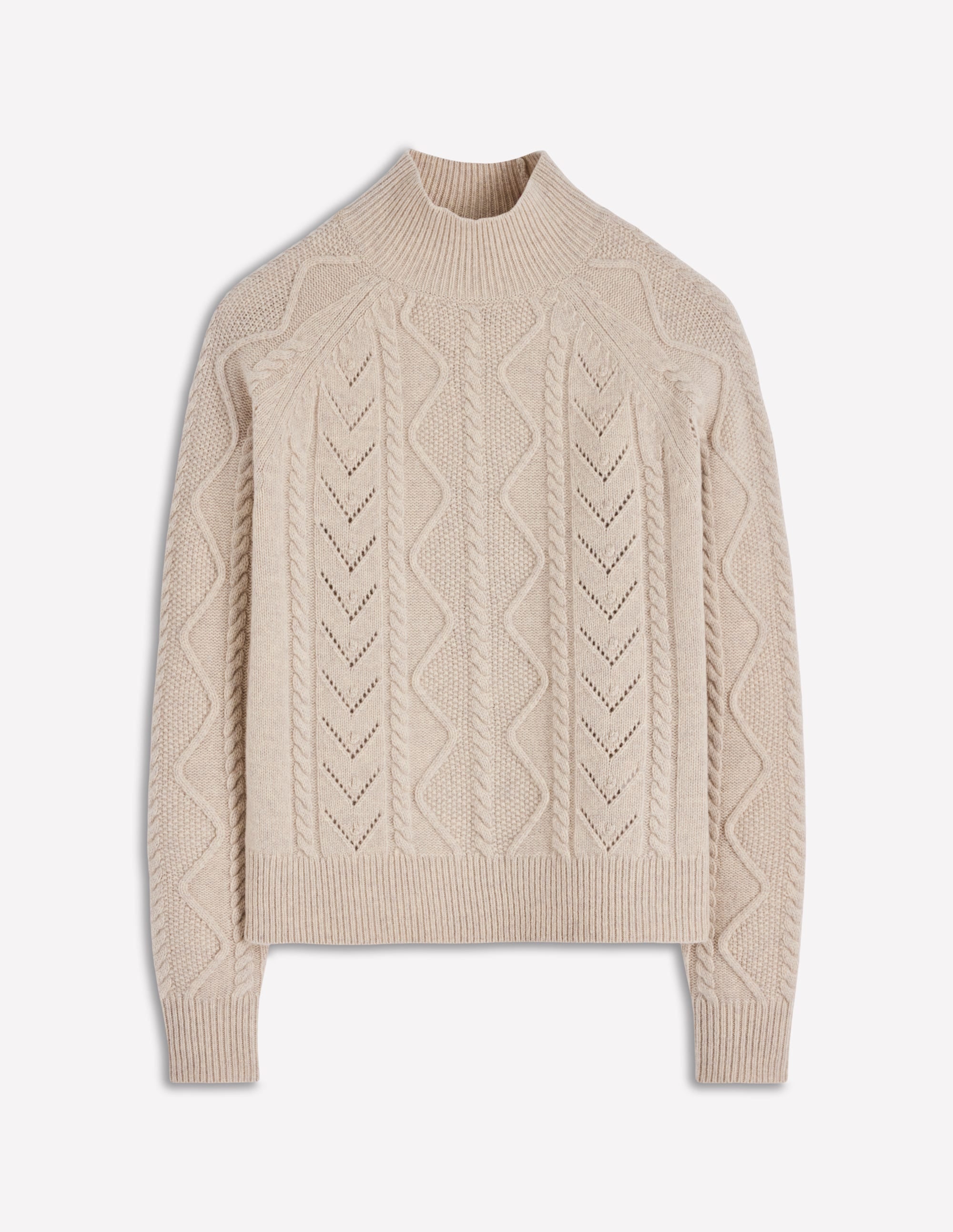 Marion Merino High Neck Jumper-Barley Cable - Image 7
