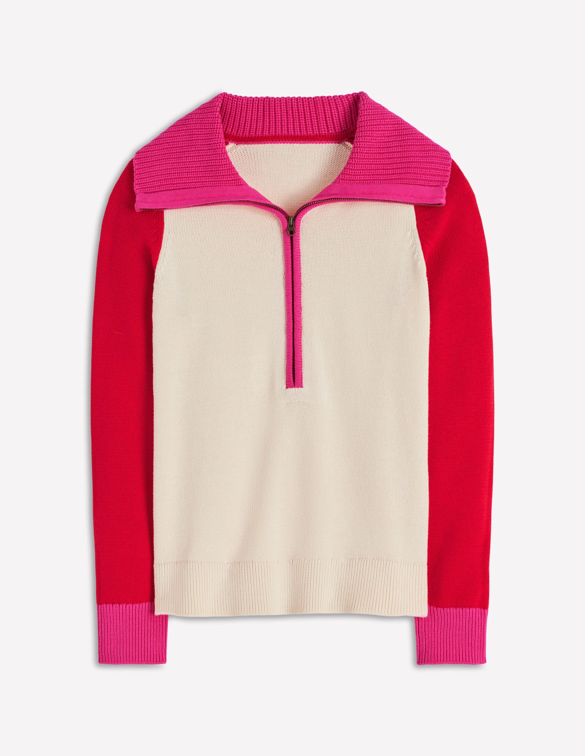 Lucy Pullover mit Halbreißverschluss-Warmes Naturweiß, Rot - Image 8