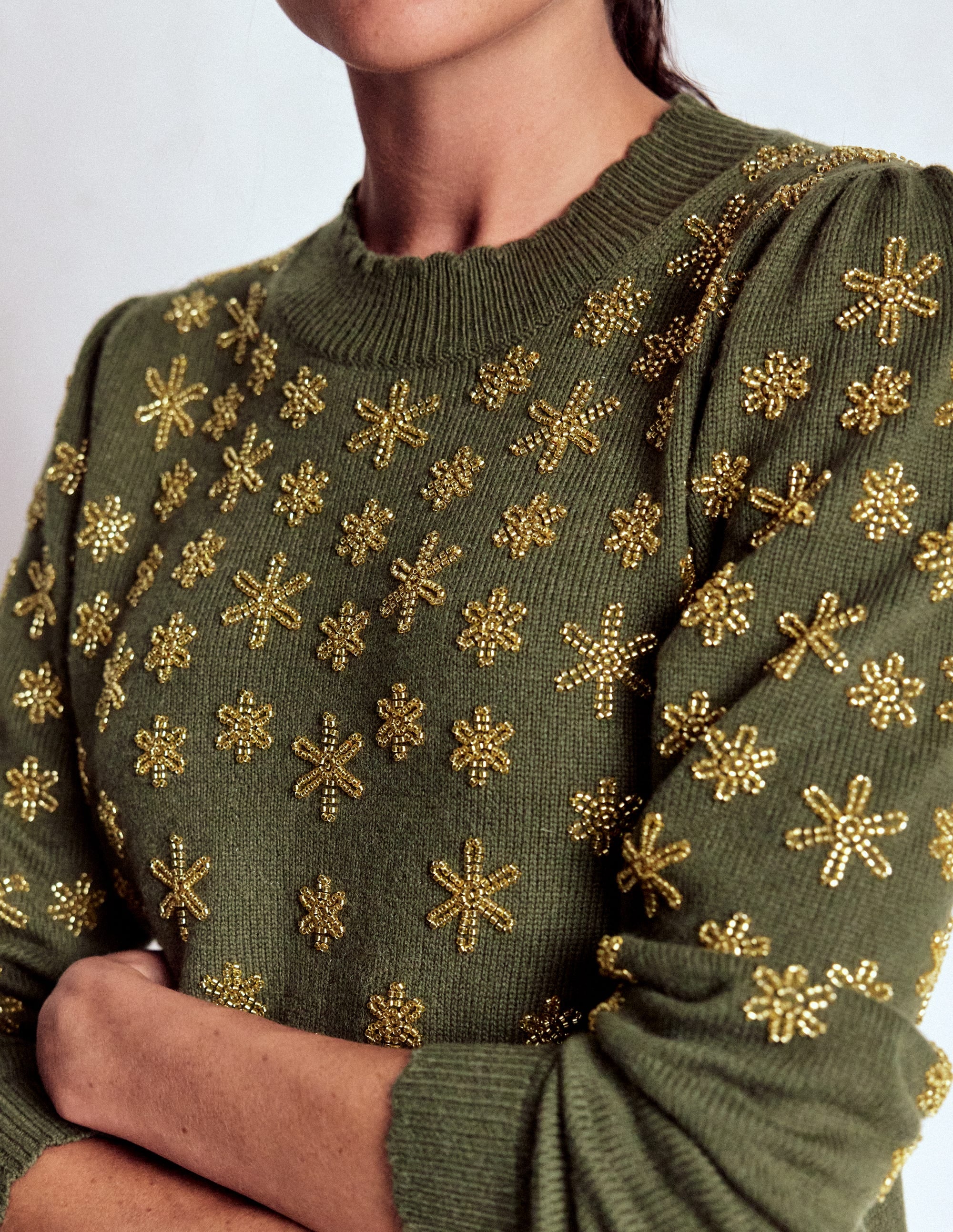 Elizabeth Embellished Jumper-Leaf Green - Image 2