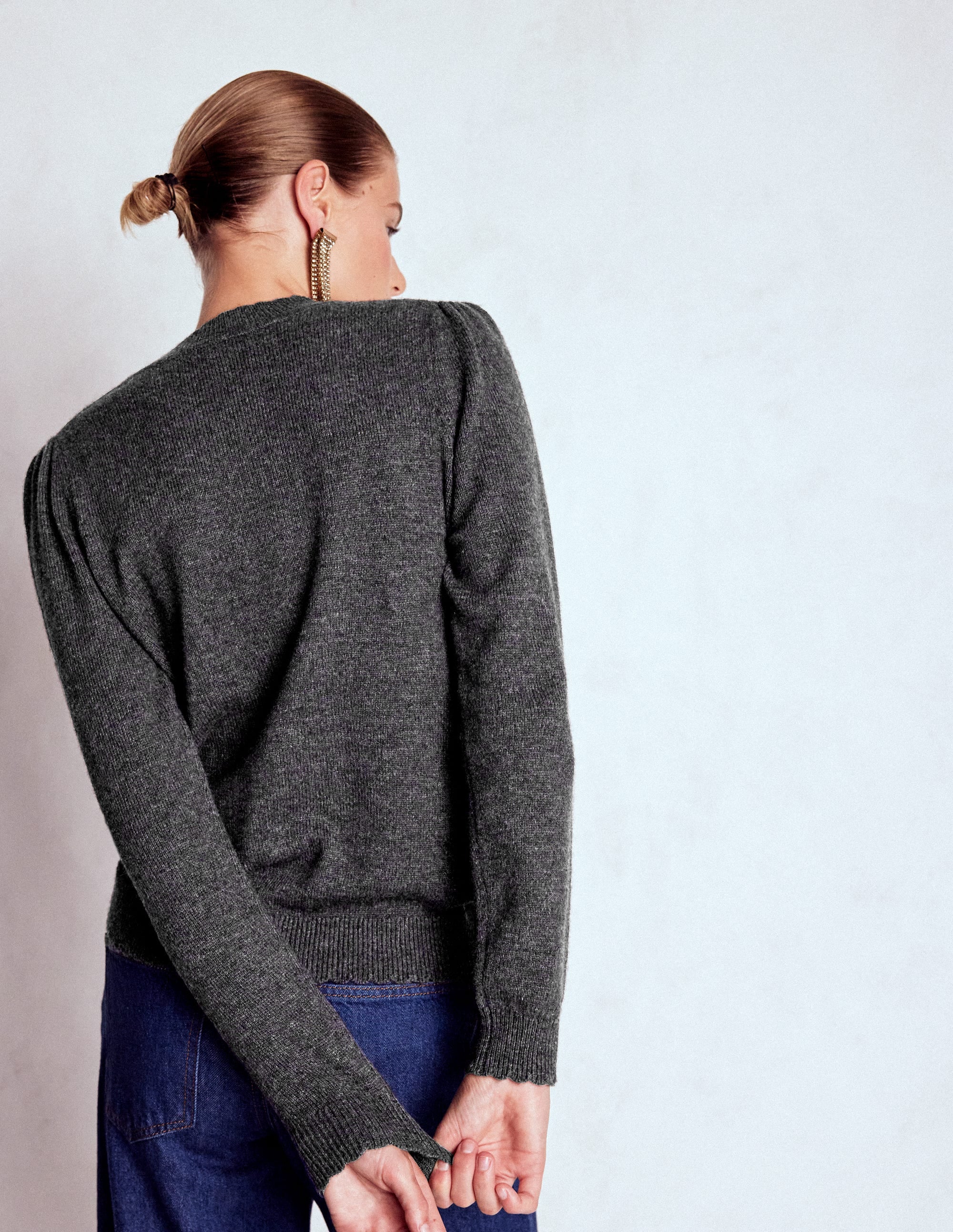 Elizabeth Embellished Jumper-Charcoal Melange Swans - Image 4