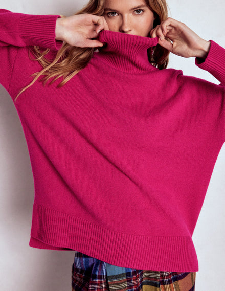 Polly Merino-Rollkragenpullover-Sorbet-Rosa