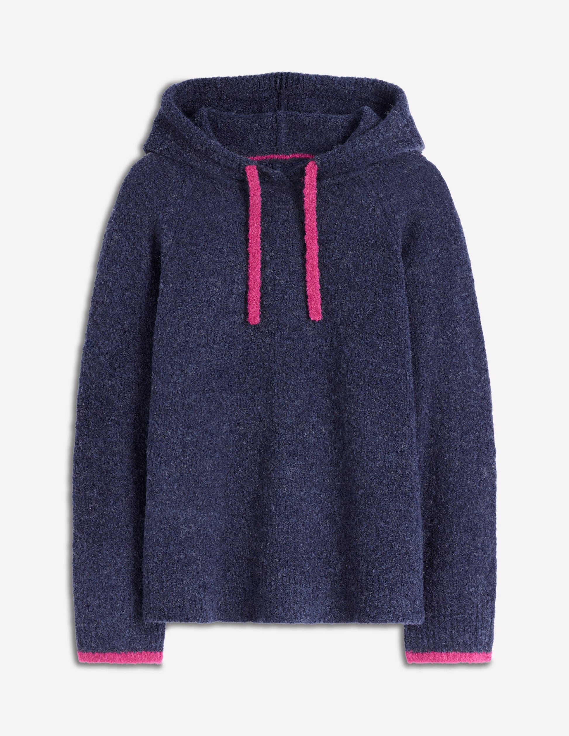 Bouclé Raglan Hoodie-Navy-5