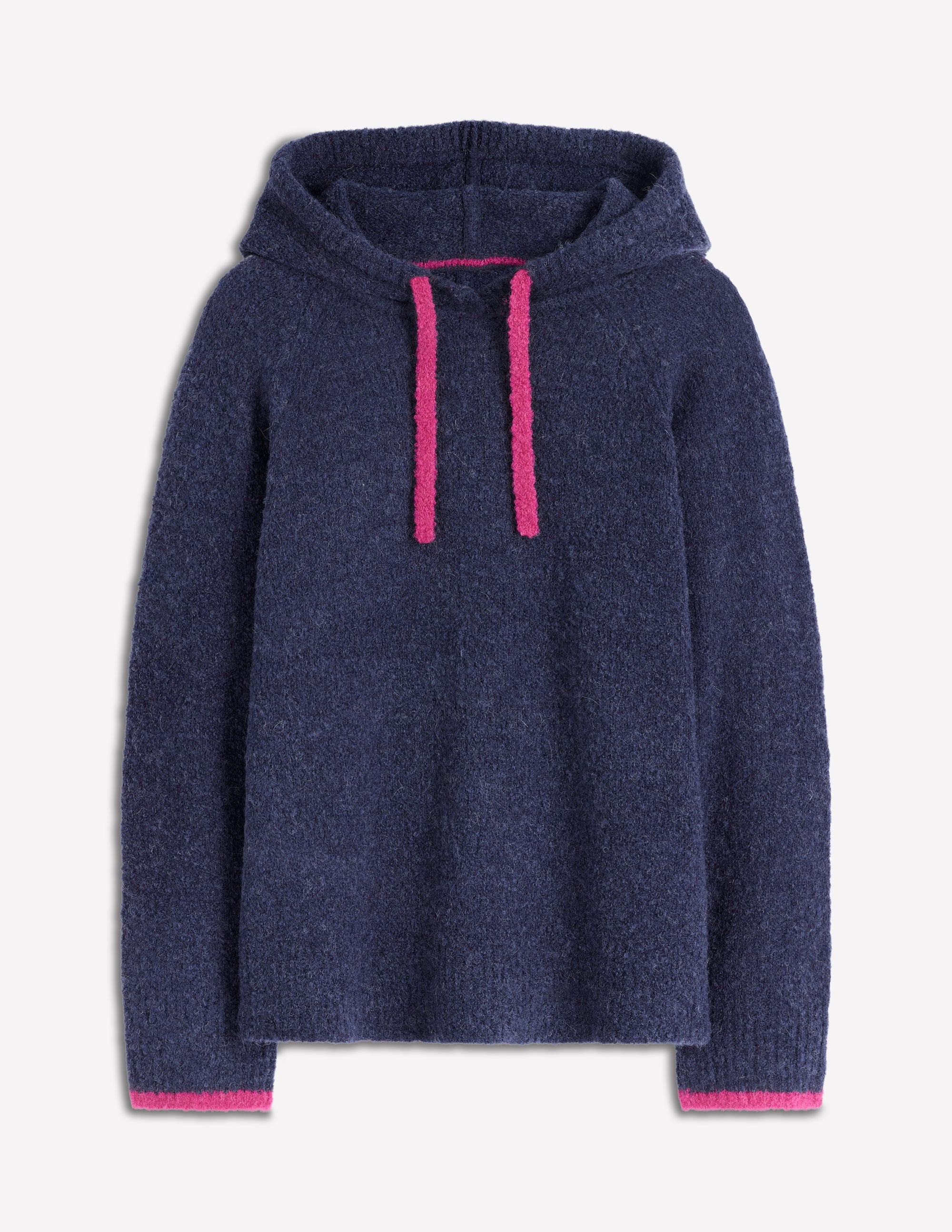 Kapuzenpullover aus Bouclé mit Raglanärmeln-Marineblau - Image 5