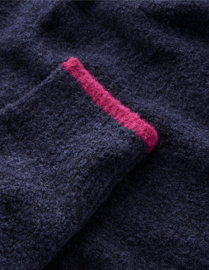 Bouclé Raglan Hoodie-Navy-6