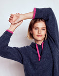 Kapuzenpullover aus Bouclé mit Raglanärmeln-Marineblau