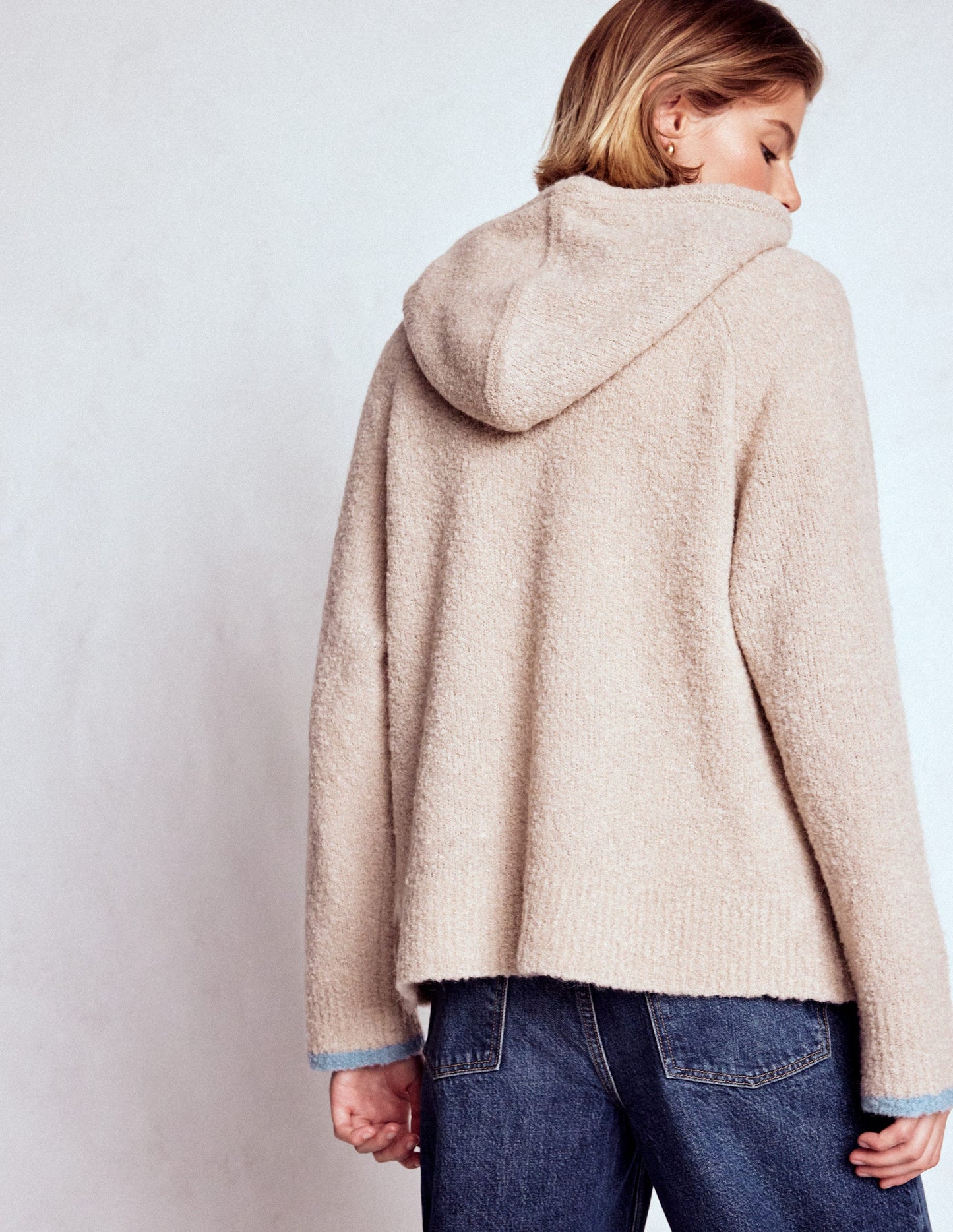 Bouclé Raglan Hoodie-Chinchilla Melange