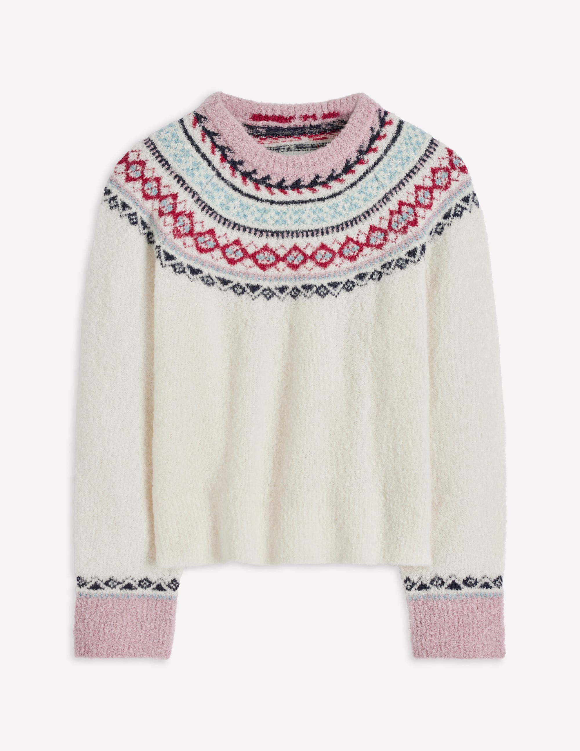 Raglanpullover aus Bouclé-Warmes Naturweiß, Fair-Isle-Muster - Image 7