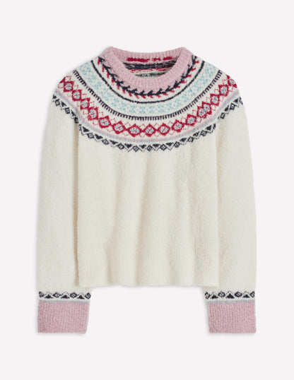Bouclé Raglan Jumper-Warm Ivory Fair Isle-7