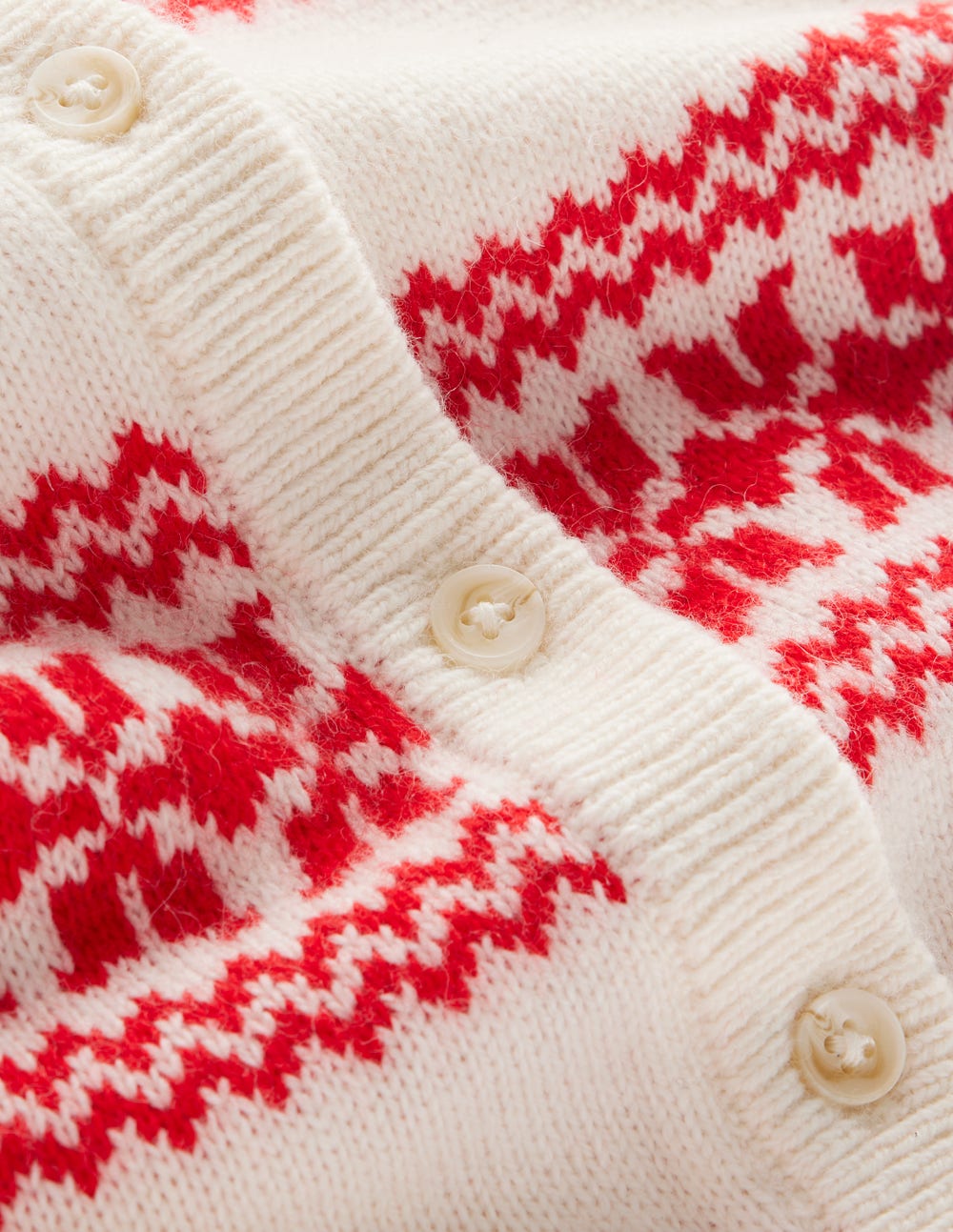 Edie Fair-Isle-Strickhemd-Warmes Naturweiß, Rotes Fair-Isle - Image 8